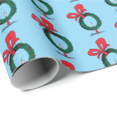 Wer späht durch den Weihnachtskranz Geschenkpapier (Rolleneckpunkt)