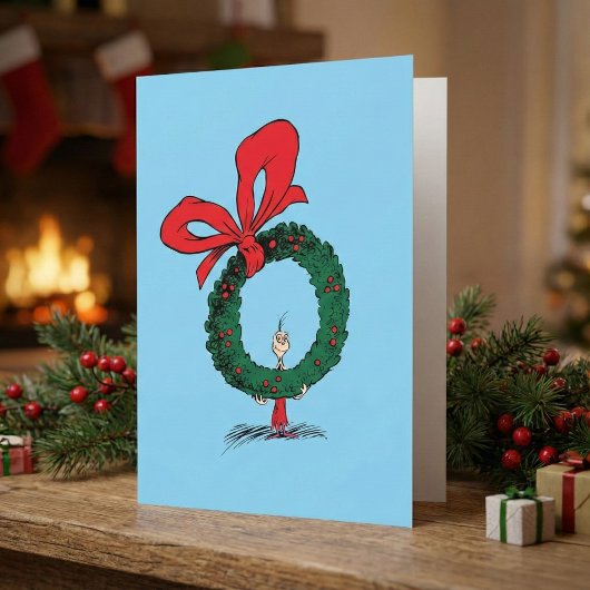 Wer späht durch den Weihnachtskranz Karte