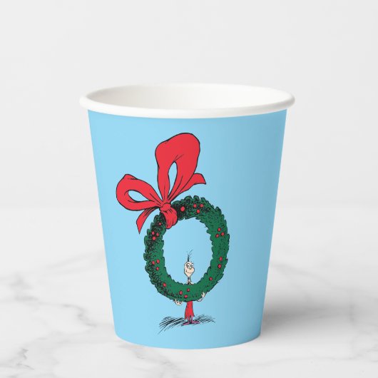 Wer späht durch den Weihnachtskranz Pappbecher (Vorderseite)