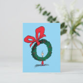 Wer späht durch den Weihnachtskranz Postkarte (Stehend Vorderseite)