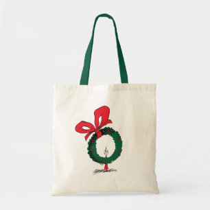 Wer späht durch den Weihnachtskranz Tragetasche