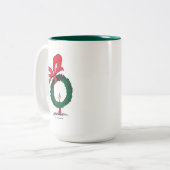 Wer späht durch den Weihnachtskranz Zweifarbige Tasse (Vorderseite Links)