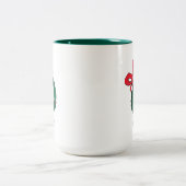 Wer späht durch den Weihnachtskranz Zweifarbige Tasse (Mittel)