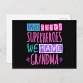 Wer Superhelden braucht, haben wir Oma Postkarte (Vorne/Hinten)