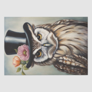 Wer trägt es am besten? Owl in Top Hat Decoupage Seidenpapier