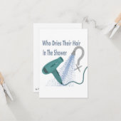 Wer trocknet ihr Haar in der Dusche ? Karte (Vorderseite/Rückseite Beispiel)