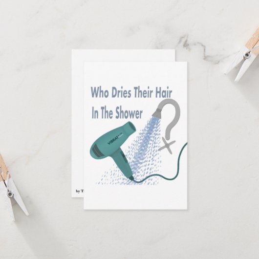 Wer trocknet ihr Haar in der Dusche ? Karte (Vorderseite/Rückseite Beispiel)