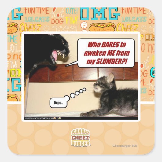 Wer wagt es, mich zu wecken? quadratischer aufkleber (Vorderseite)