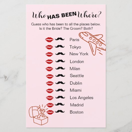 Wer war wo? Brautparty Travel Game (Vorderseite)