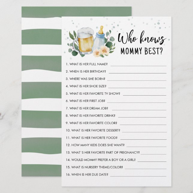 Wer weiß, dass Mommy Best Game Greenery Baby brüte (Vorne/Hinten)