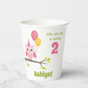 Wer Wer 2. Geburtstagsfeier Eule 2. Geburtstag Pappbecher