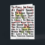 Wer Will, in Liebe zu fallen Karte<br><div class="desc">Auf den ersten Blick in die Liebe zu fallen,  bedeutet,  aus den Augen zu verlieren,  dass alles,  was fällt,  wahrscheinlich brechen wird. Aber wenn Sie wie wir in Liebe wachsen,  entwickeln Sie Wurzeln und diese Wurzeln werden meine Liebe für Sie für immer sichern.</div>