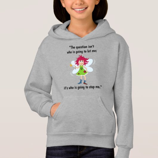 "Wer wird mich stoppen?" Mädchen (grau) Hoodie (Vorderseite)