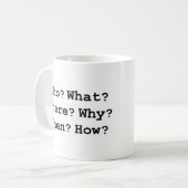 Wer, wo und wie kaffeetasse (Vorderseite Links)