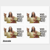 Wer würde Jesus hassen? Rechteckiger Aufkleber (Blatt)