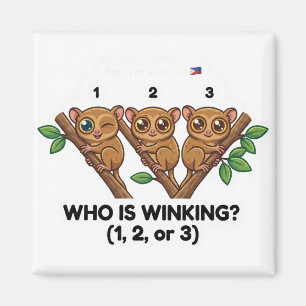 Wer zwinkert? Tarsier Tierwelt-Quest-Spiel Magnet