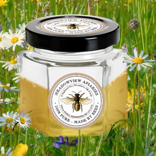 Werbe-Apiary Product Label Gold Bee on Kraft Runder Aufkleber