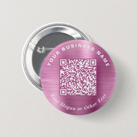 Werbe Geschäft QR Code PInk Pin Button (Vorne & Hinten)