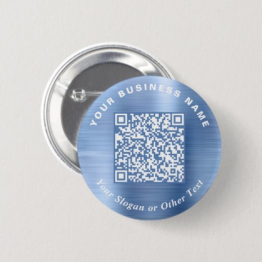 Werbe-Geschäfts-QR-Code Blaue Stecknadel Button (Vorne & Hinten)