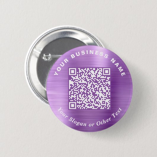 Werbe-Geschäfts-QR-Code Lila Pin Button (Vorne & Hinten)