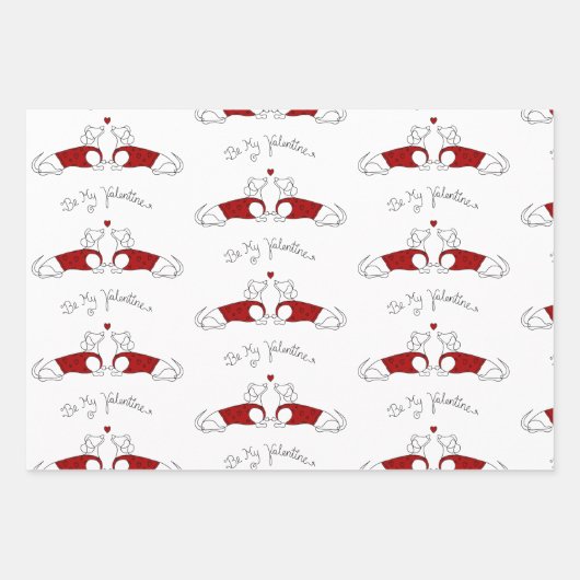 Werbe ich mein Valentine Dackel Wrapping Paper Geschenkpapier Set (Vorderseite 2)
