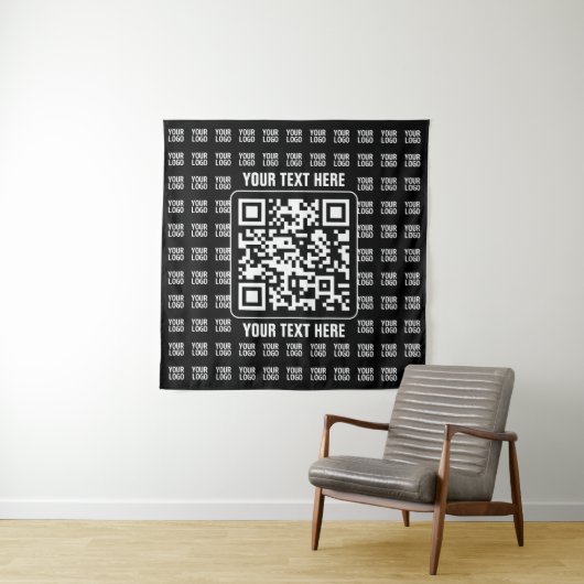 Werbe-QR-Code (editierbar) mit Logo-Muster Wandteppich (Beispiel)
