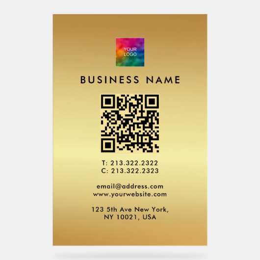 Werbe-QR-Code-Logo-Gold-Branding-Glamour Acrylschild (Vorderseite)