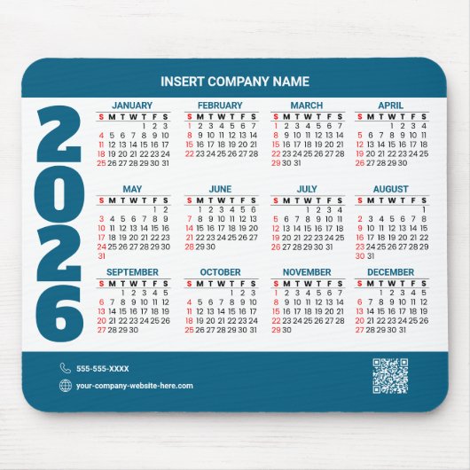 Werbe-QR-Code-Mauspad für den Kalender 2026 Mousepad (Vorne)
