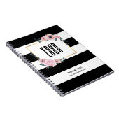 Werbe Schwarz Rosa Florales Firmenlogo Notizblock (Rechte Seite)