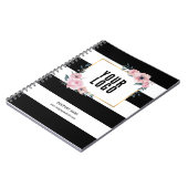 Werbe Schwarz Rosa Florales Firmenlogo Notizblock (Linke Seite)