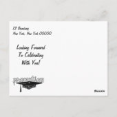 Werbeaktion Abschluss Typografie Hat Save the Date Postkarte (Rückseite)