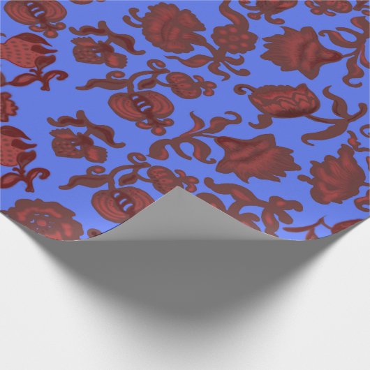 Werbeaktion Blume Bohemisch Chic Floral Boho Blue Geschenkpapier (Ecke)