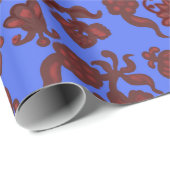 Werbeaktion Blume Bohemisch Chic Floral Boho Blue Geschenkpapier (Rolleneckpunkt)