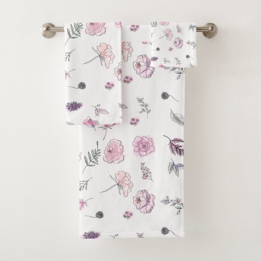 Werbeaktion Bohemisch Chic Floral Boho Girl Pink Badhandtuch Set (Insitu)