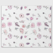 Werbeaktion Bohemisch Chic Floral Boho Girl Rosa Geschenkpapier (Flach)