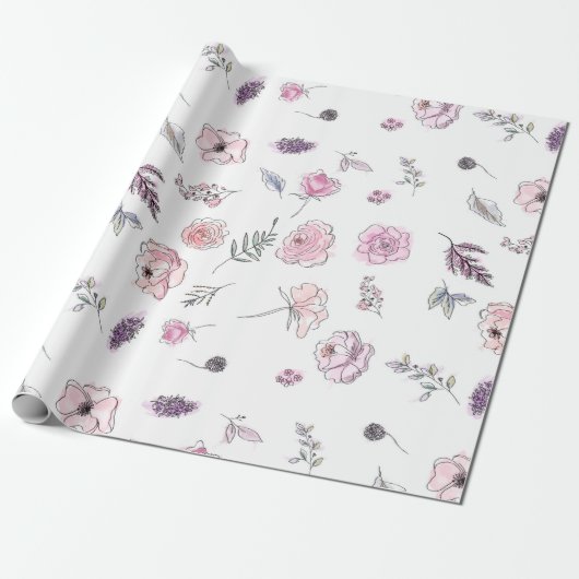 Werbeaktion Bohemisch Chic Floral Boho Girl Rosa Geschenkpapier (Ungerollt)