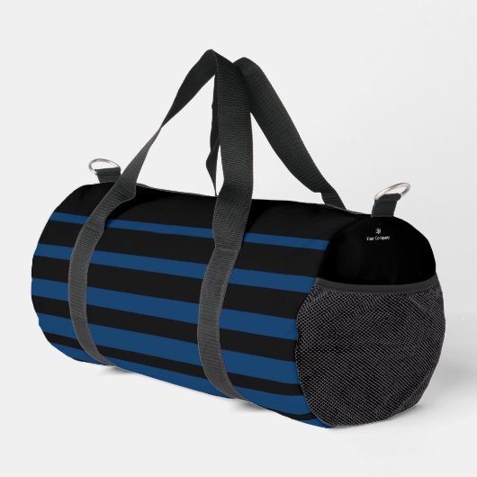 Werbeaktion Company Logo Name Blau Streifen schwar Duffle Bag (Rechte Ecke)