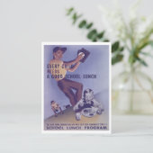 Werbeaktion des Vintag School Lunch Programms 1941 Postkarte (Stehend Vorderseite)