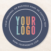 Werbeaktion für Blue Custom Business-Logo Runder Pappuntersetzer (Vorderseite)