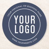 Werbeaktion für Blue Custom Business-Logo Runder Pappuntersetzer (Vorderseite)