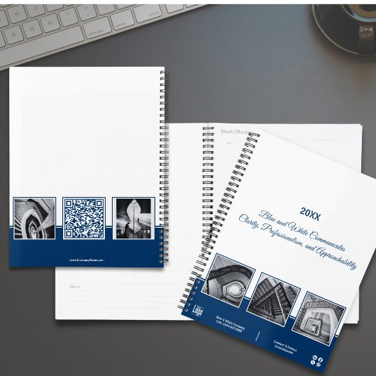 Werbeaktion für Blue & White Collage Business Plan Planer