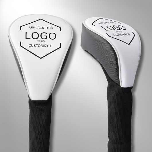 Werbeaktion für das weiße Hintergrundlogo Golf Headcover