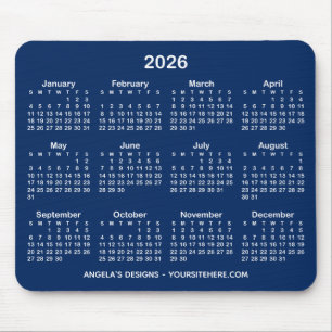 Werbeaktion für den blauen und weißen Kalender der Mousepad