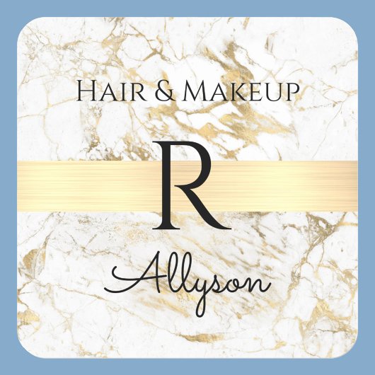 Werbeaktion für den Bus aus weißem/goldfarbenem Ma Quadratischer Aufkleber