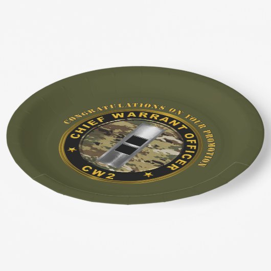 Werbeaktion für den Hauptbefehl 2 (CW2) Pappteller (Schrägansicht)
