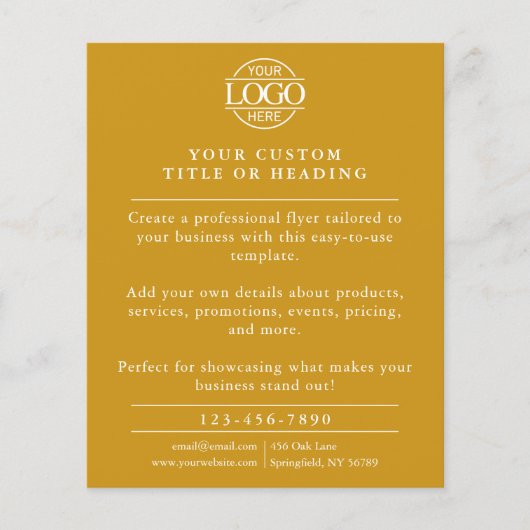 Werbeaktion für einfache Mustard-Gelb-Firmenlogos Flyer (Vorne)