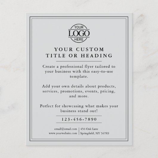 Werbeaktion für elegante, hellgraue Firmenlogos Flyer (Vorne)