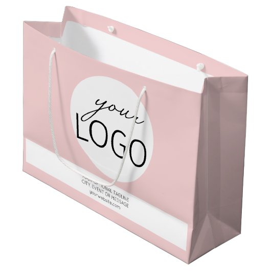 Werbeaktion für Girly Pink-Boutique-Firmenlogo Große Geschenktüte (Vorderseite Schrägansicht)