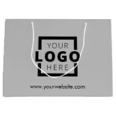 Werbeaktion für kundenspezifische Firmenlogos Grau Große Geschenktüte (Vorderseite)