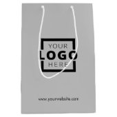 Werbeaktion für kundenspezifische Firmenlogos Grau Mittlere Geschenktüte (Vorderseite)